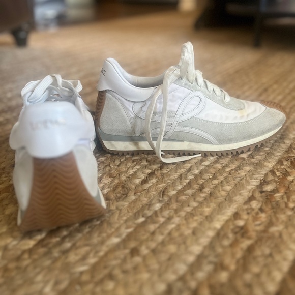 Loewe Shoes - Loewe White and Brown Ballet Runner Sneakers